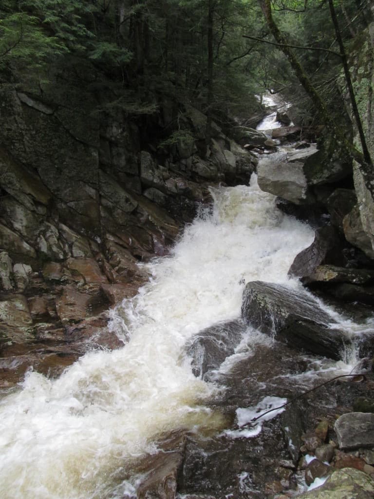 Falls of Lana gorge scene along the hiking approach in Vermont