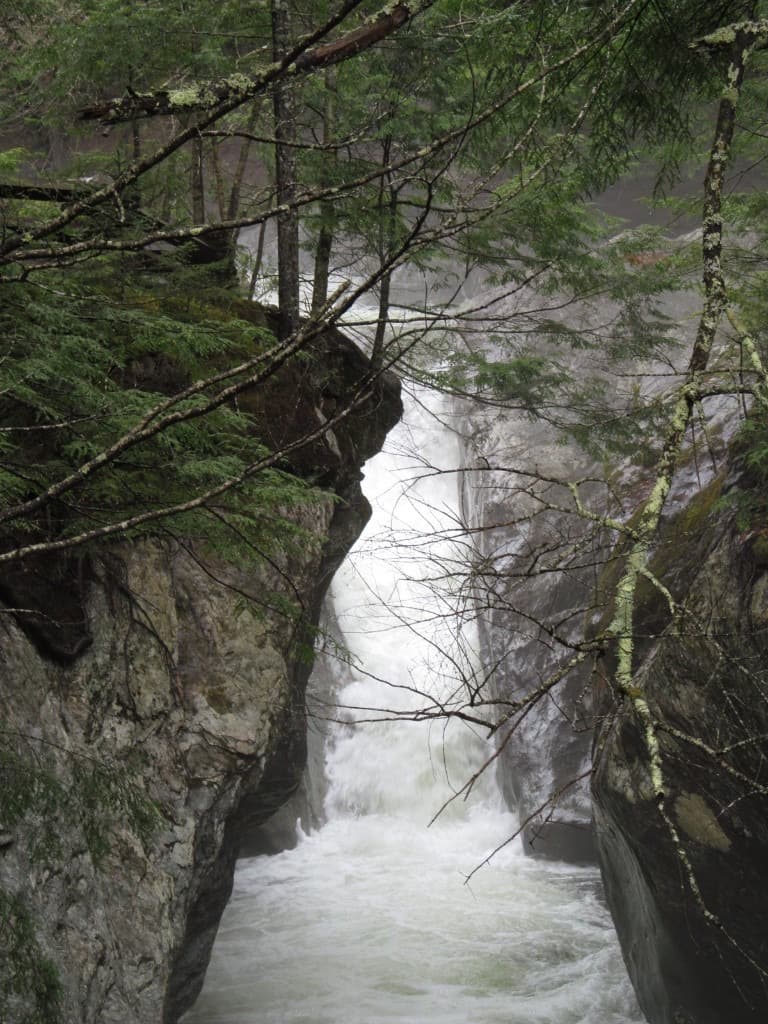 Texas Falls gorge on Hancock Branch, Green Mountain National Forest near Hancock, Vermont—rocky slot and white water from the picnic loop