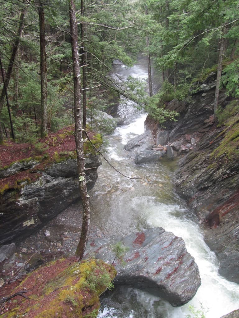 Texas Falls rocky slot and Hancock Branch water in Vermont