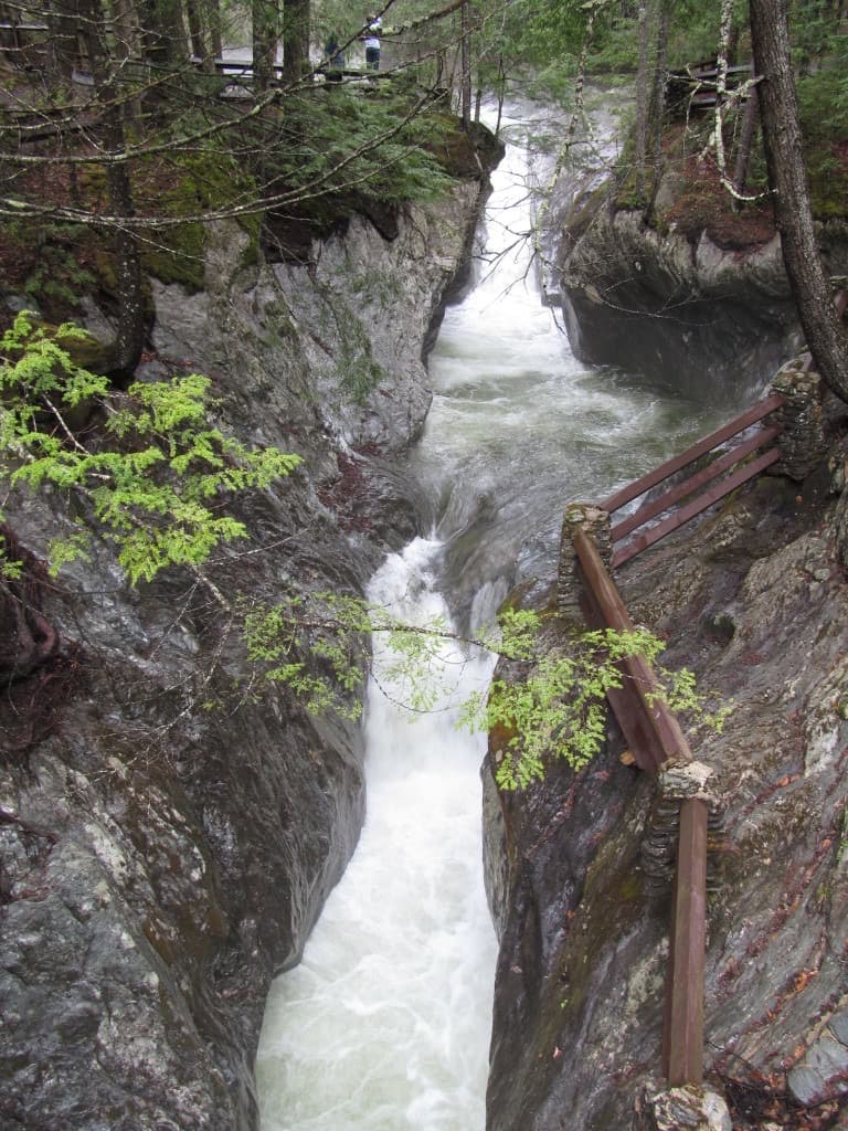 Texas Falls pool or falls scene along the viewing trail in Vermont