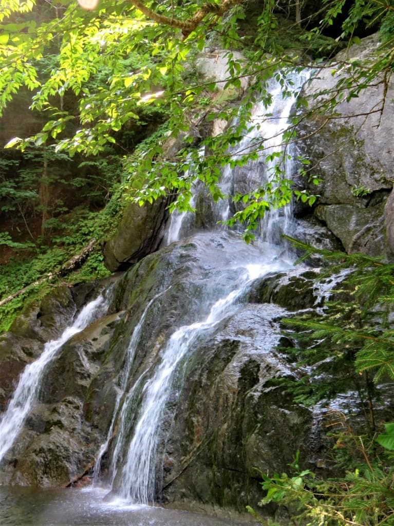 Falls of Lana multi-tier cascade on Sucker Brook near Salisbury and Lake Dunmore, Vermont—Moosalamoo National Recreation Area forest gorge