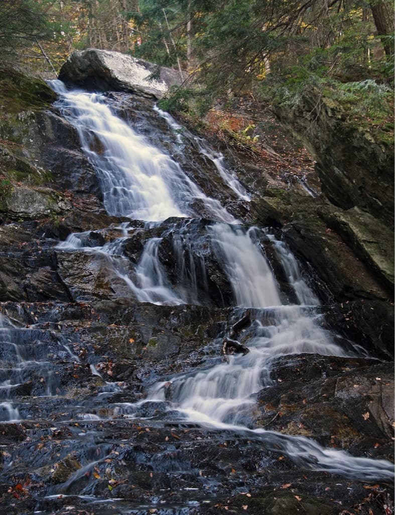 Thundering Brook Falls woodland cascade on Thundering Brook, Vermont