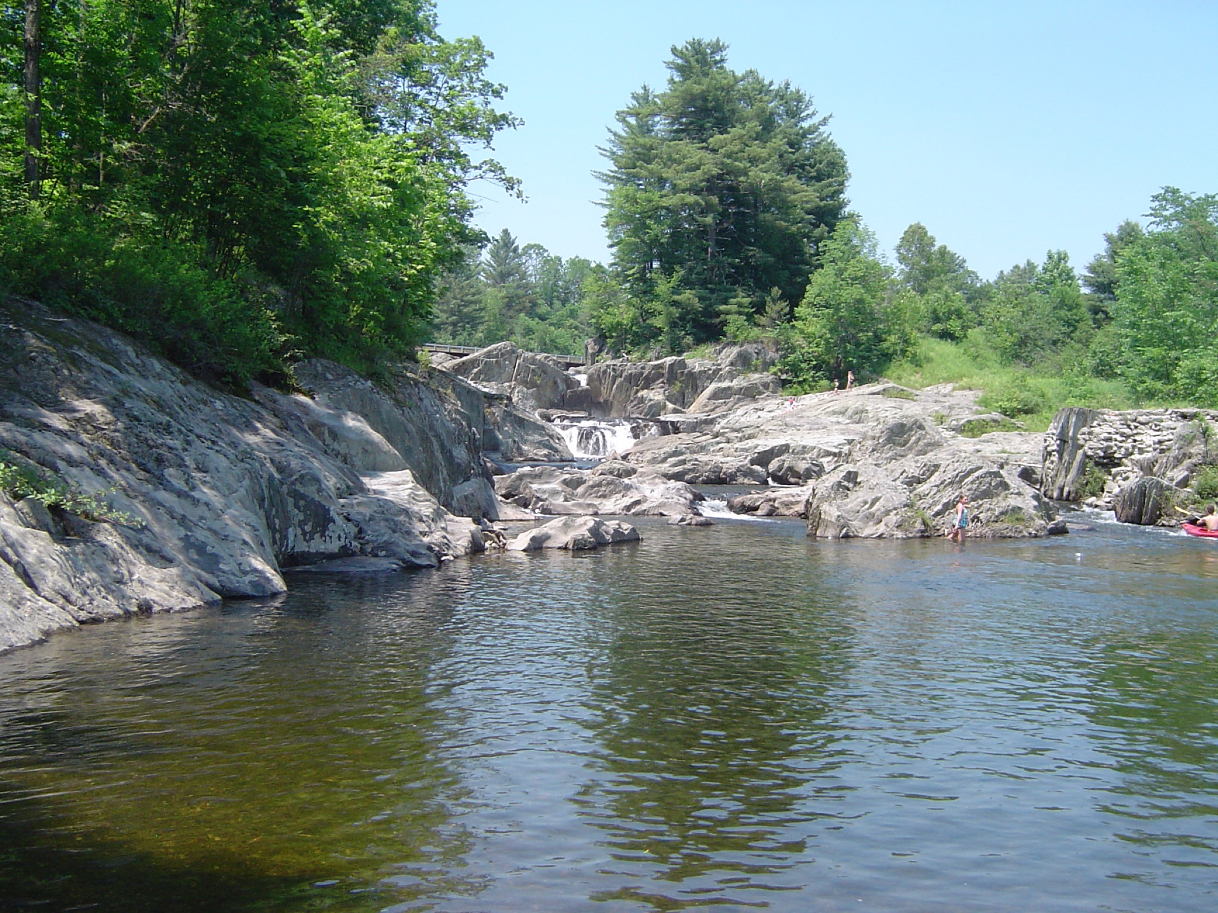 Rocky gorge and river pool at East Middlebury Gorge in Middlebury, Vermont.